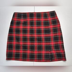 Zara Red and Black Tartan Plaid Mini Skirt